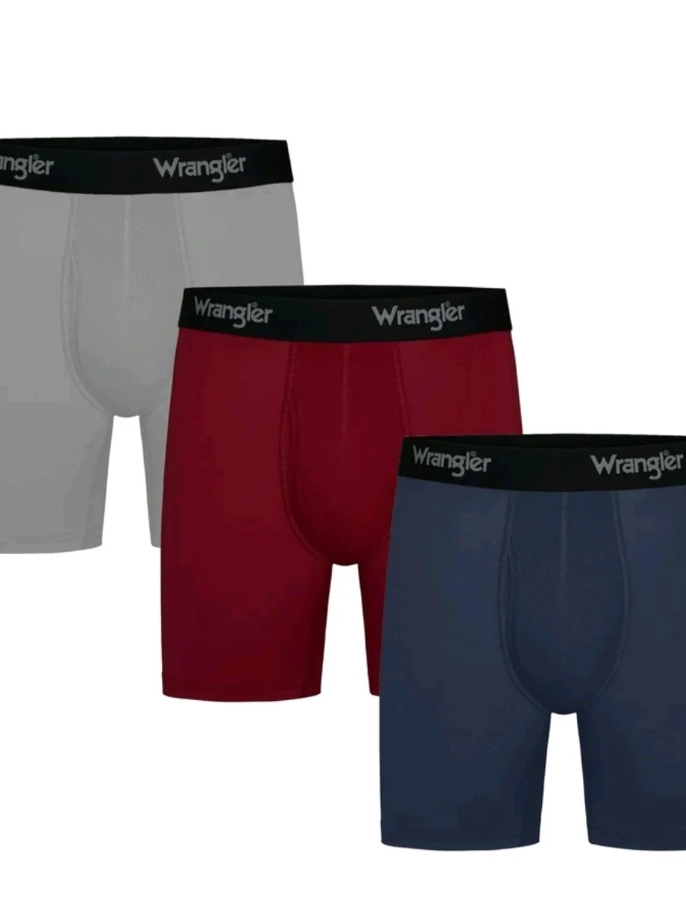 Wrangler 3-Pack Boxer Briefs - White, Red, Navy